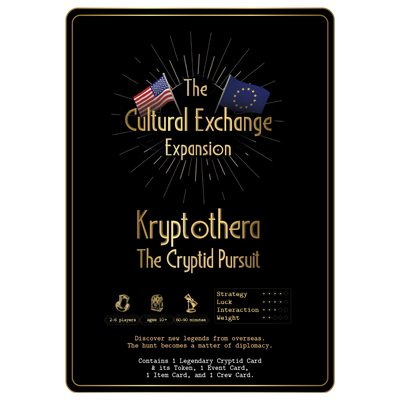 Kryptothera Cultural Exchange expansion overview showing player count 2 to 6 players, age 10 plus and playtime 60 to 90 minutes